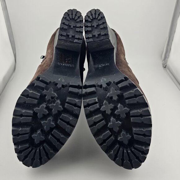 Prada Brown Suede Combat Ankle Boots Size 6.5 - Picture 6 of 13